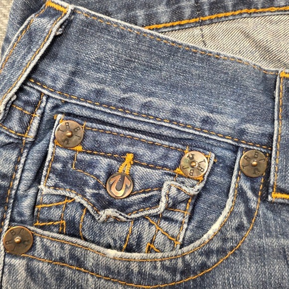 True Religion Straight Leg Jeans Mens 29 Blue Medium Wash Made in USA Distressed - Picture 7 of 11